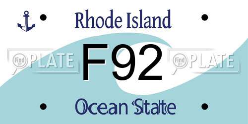 F92 Rhode Island License Plate