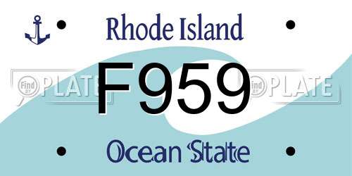F959 Rhode Island License Plate