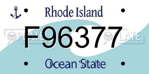 F96377 Rhode Island License Plate