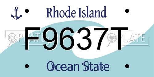 F9637T Rhode Island License Plate