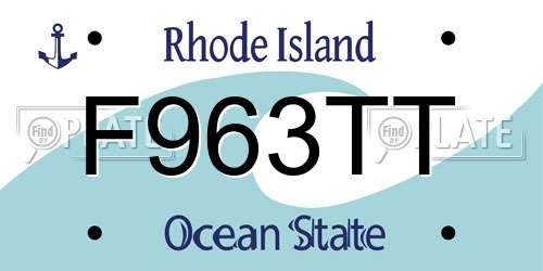 F963TT Rhode Island License Plate