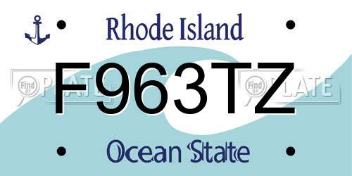 F963TZ Rhode Island License Plate