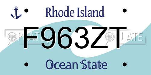 F963ZT Rhode Island License Plate