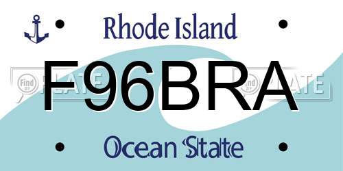 F96BRA Rhode Island License Plate