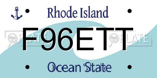 F96ETT Rhode Island License Plate