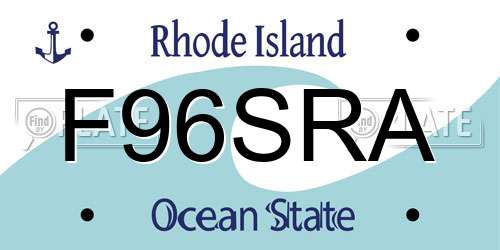 F96SRA Rhode Island License Plate