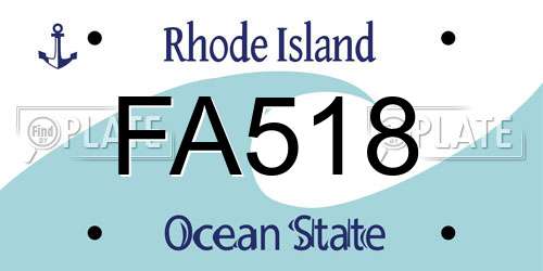 FA518 Rhode Island License Plate