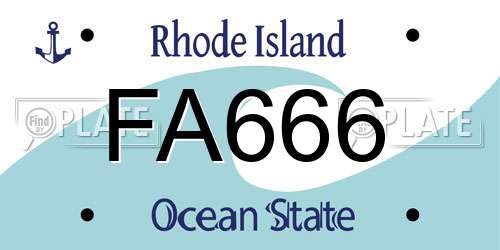 FA666 Rhode Island License Plate