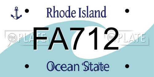 FA712 Rhode Island License Plate