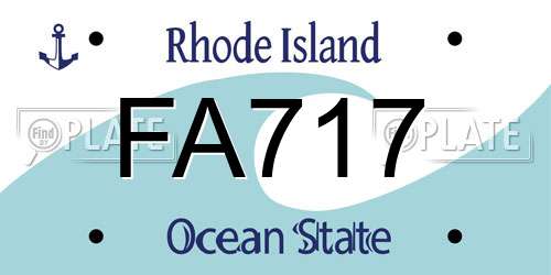 FA717 Rhode Island License Plate