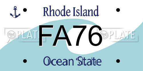 FA76 Rhode Island License Plate