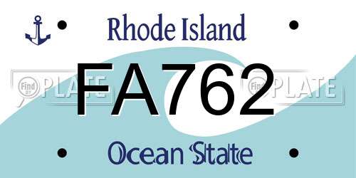 FA762 Rhode Island License Plate