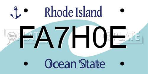 FA7H0E Rhode Island License Plate