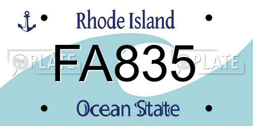 FA835 Rhode Island License Plate