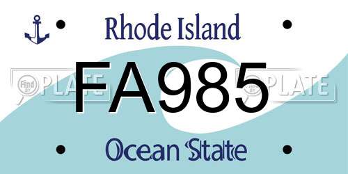FA985 Rhode Island License Plate