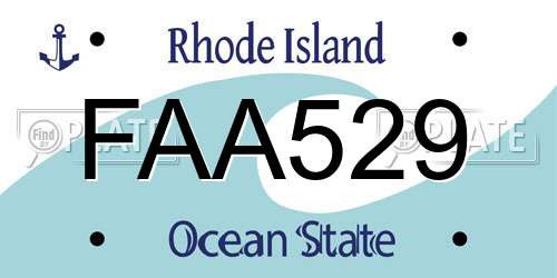 FAA529 Rhode Island License Plate