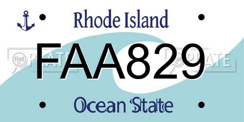 FAA829 Rhode Island License Plate