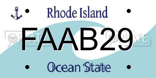 FAAB29 Rhode Island License Plate