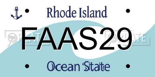 FAAS29 Rhode Island License Plate