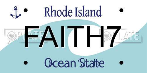 FAITH7 Rhode Island License Plate
