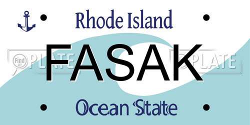 FASAK Rhode Island License Plate