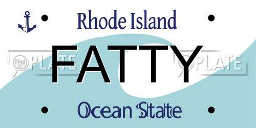 FATTY Rhode Island License Plate