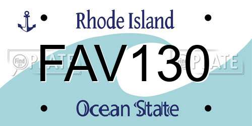 FAV130 Rhode Island License Plate