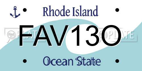 FAV13O Rhode Island License Plate
