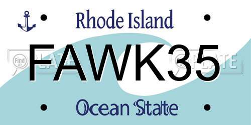 FAWK35 Rhode Island License Plate