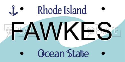 FAWKES Rhode Island License Plate