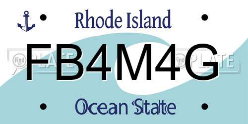 FB4M4G Rhode Island License Plate