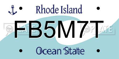 FB5M7T Rhode Island License Plate
