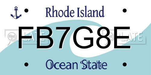 FB7G8E Rhode Island License Plate