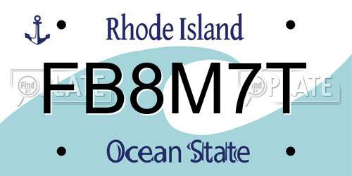 FB8M7T Rhode Island License Plate