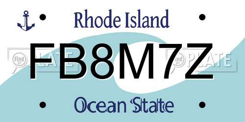 FB8M7Z Rhode Island License Plate