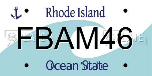 FBAM46 Rhode Island License Plate