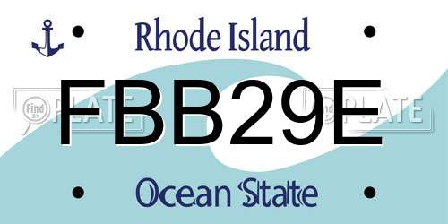 FBB29E Rhode Island License Plate