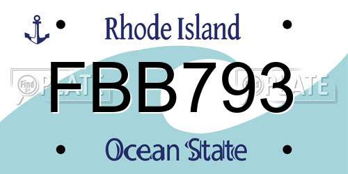 FBB793 Rhode Island License Plate