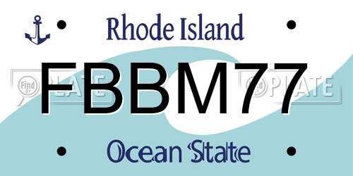FBBM77 Rhode Island License Plate