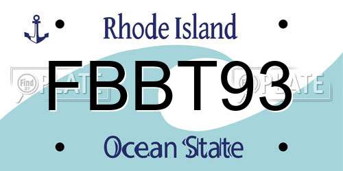 FBBT93 Rhode Island License Plate