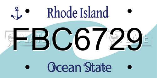 FBC6729 Rhode Island License Plate