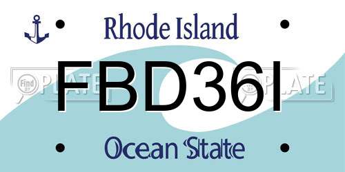 FBD36I Rhode Island License Plate