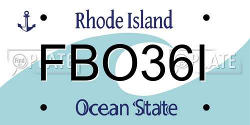 FBO36I Rhode Island License Plate