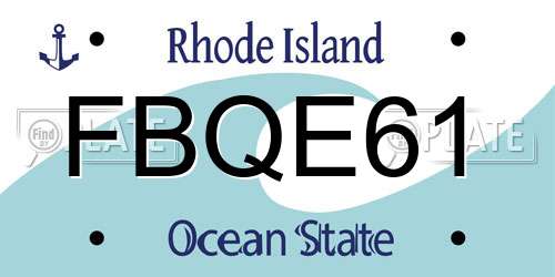 FBQE61 Rhode Island License Plate