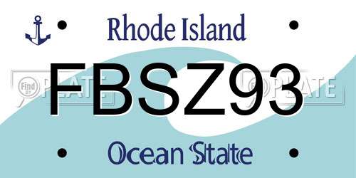 FBSZ93 Rhode Island License Plate