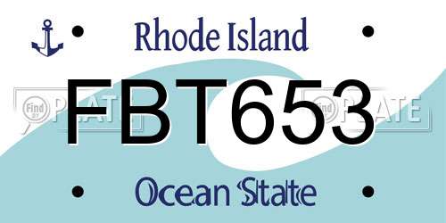 FBT653 Rhode Island License Plate