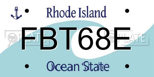 FBT68E Rhode Island License Plate