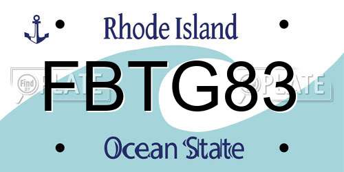 FBTG83 Rhode Island License Plate