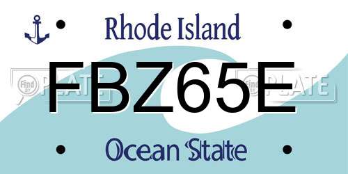 FBZ65E Rhode Island License Plate