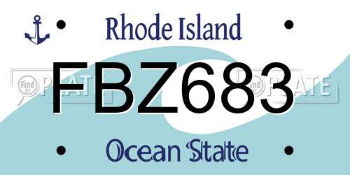 FBZ683 Rhode Island License Plate